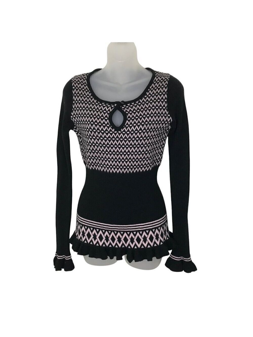 Milly Of New York Black And Pink Y2K Sweater Size M